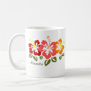 Buntes Hibiskus-Trio personalisiert Kaffeetasse