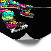 Buntes Hockey-Eis-Drip-Player (1) Poster (Ecke)