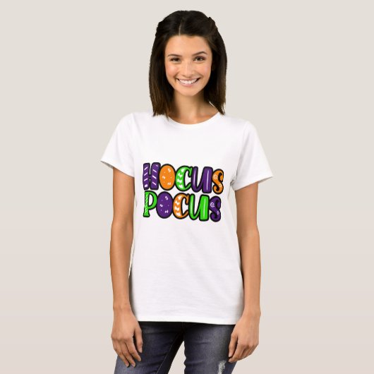 Buntes Hocus Pocus T-Shirt - Retro Groovy Witchy (Vorne ganz)