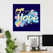 Buntes Hoffnungsgraffiti - Y2K Glitzernde Ästhetik Poster (Heimbüro)