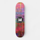 Buntes hölzernes Korn-Beschaffenheits-Monogramm Skateboard (Vorderseite)