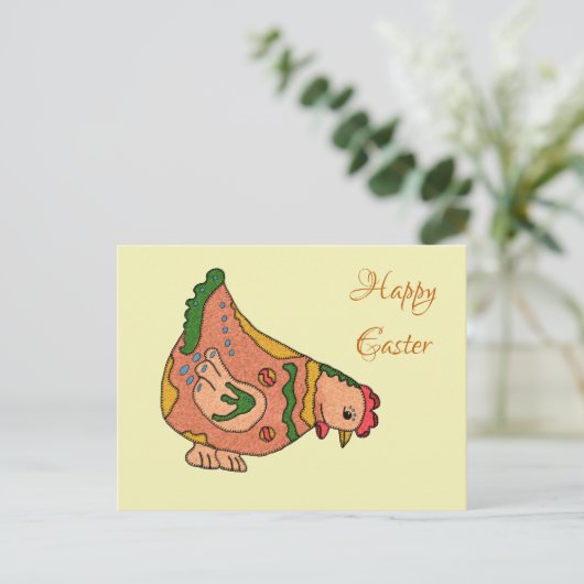 Buntes Huhn Postkarte (Stehend Vorderseite)