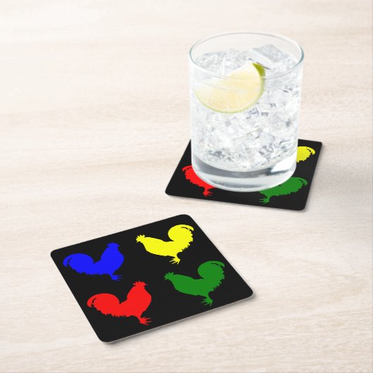 Buntes Huhn Rechteckiger Pappuntersetzer (Vor Ort)