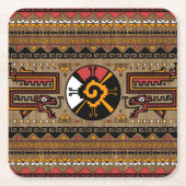 Buntes Hunab Ku Mayasymbol #5 Rechteckiger Pappuntersetzer (Vorderseite)