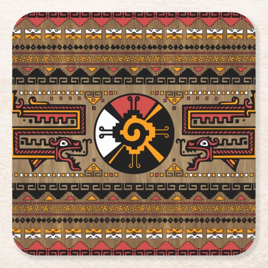 Buntes Hunab Ku Mayasymbol #5 Rechteckiger Pappuntersetzer (Vorderseite)
