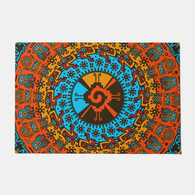Buntes Hunab Ku Mayasymbol #7 Fußmatte (Vorderseite)