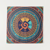 Buntes Hunab Ku Mayasymbol Wandteppich (Vorderseite (Horizontal))