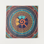 Buntes Hunab Ku Mayasymbol Wandteppich (Vorderseite)