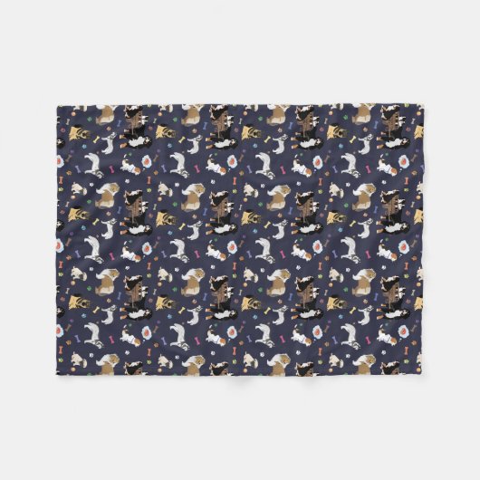 Buntes Hundemuster Fleecedecke (Vorderseite (Horizontal))