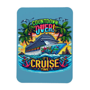 Buntes "It's Cruise Time" Countdown Kreuzfahrtschi Magnet