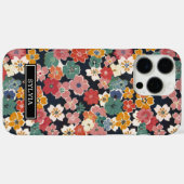 Buntes japanisches Blumenprint mit Monogramm Case-Mate iPhone Hülle (Rückseite (Horizontal))