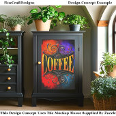 Buntes Kaffee-Café-Schild Design EY3 Decoupage Seidenpapier