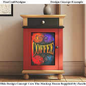 Buntes Kaffee-Café-Schild Design EY3 Decoupage Seidenpapier