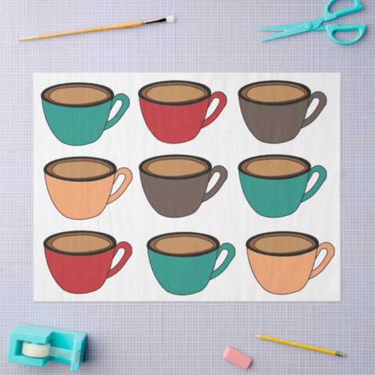 Buntes Kaffeetassenmuster Seidenpapier (Basteln)