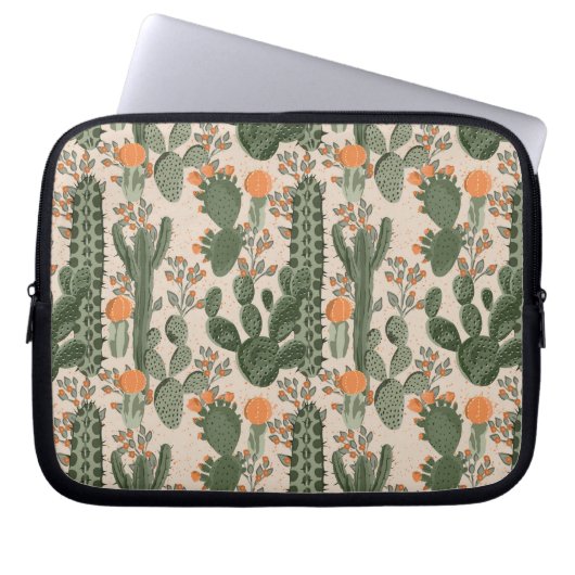 Buntes Kaktus-Muster Laptopschutzhülle (Vorderseite)