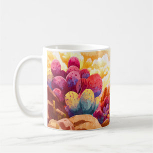 Buntes Kaktus Wüsten Sonnenaufgang Kunst Tasse