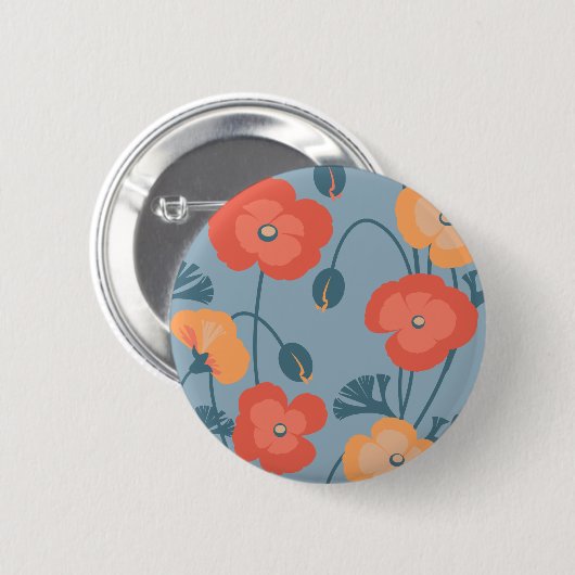 Buntes Kalifornien-Mohnblumen-Muster Button (Vorne & Hinten)