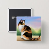 Buntes Kaliko-Katzen-Button Button (Vorne & Hinten)