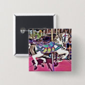 Buntes Karussell-Pferd an den Button (Vorne & Hinten)