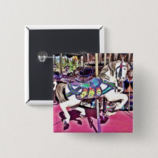 Buntes Karussell-Pferd an den Button (Vorne & Hinten)