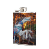 Buntes Karussell-Pferd und fröhliche gehen Runde Flachmann (Links)