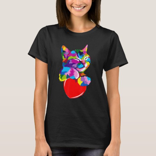 Buntes Kätzchen für Katze 1 T-Shirt (Vorderseite)