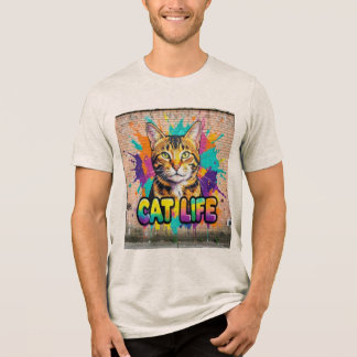 Buntes Katze-Leben Graffiti Art T-Shirt Tri-Blend Shirt