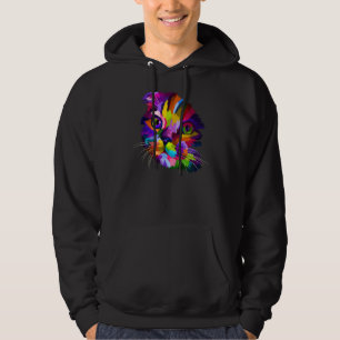 Buntes Katzen-Gesicht-Grafik-Pop-Style für Katzenb Hoodie