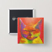 Buntes Katzen-Kunst-Button Button (Vorne & Hinten)
