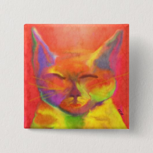 Buntes Katzen-Kunst-Button Button (Vorderseite)
