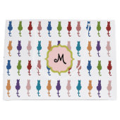 Buntes Katzen-Monogramm-große Geschenk-Tasche Große Geschenktüte (Vorderseite)