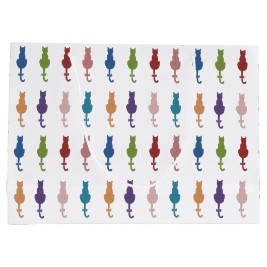 Buntes Katzen-Monogramm-große Geschenk-Tasche Große Geschenktüte (Rückseite)