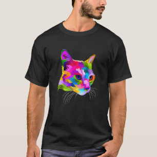 Buntes Katzenbild T-Shirt