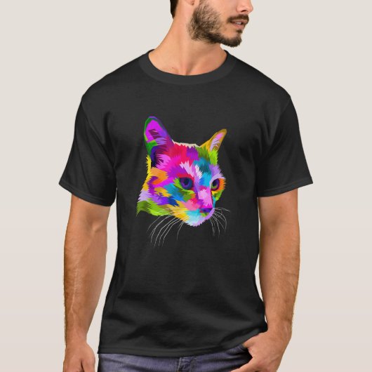 Buntes Katzenbild T-Shirt (Vorderseite)