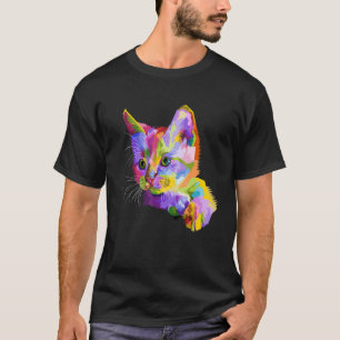 Buntes Katzenbild T-Shirt