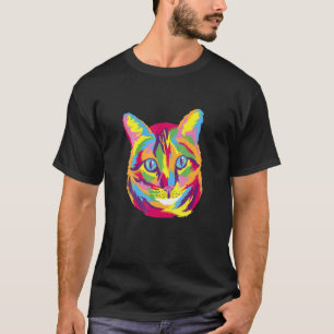 Buntes Katzenbild T-Shirt