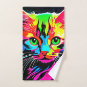 Buntes Katzendesign Badhandtuch Set (Handtuch)