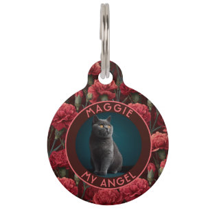 Buntes Katzenmutter-Geschenk Nelken Druck Haustiermarke
