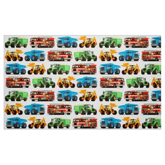 Buntes Kinderbau-LKW-Muster Stoff (Fat Quarter (45,7 x 55,9 cm))