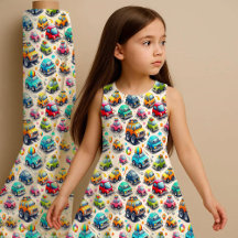 Buntes Kinderzimmer-Stoffdruck mit Cartoon-Autos