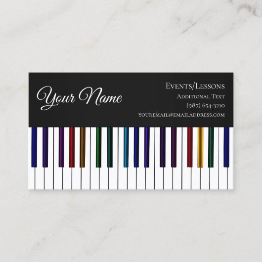 Buntes Klavier-Tastatur-Lehrer-Texter und Visitenkarte (Vorderseite)