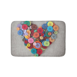 Buntes Knopf-Herz Badematte