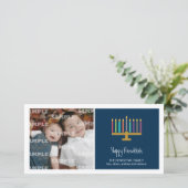 Buntes Kobalt Menorah Chanukka Feiertagskarte (Stehend Vorderseite)