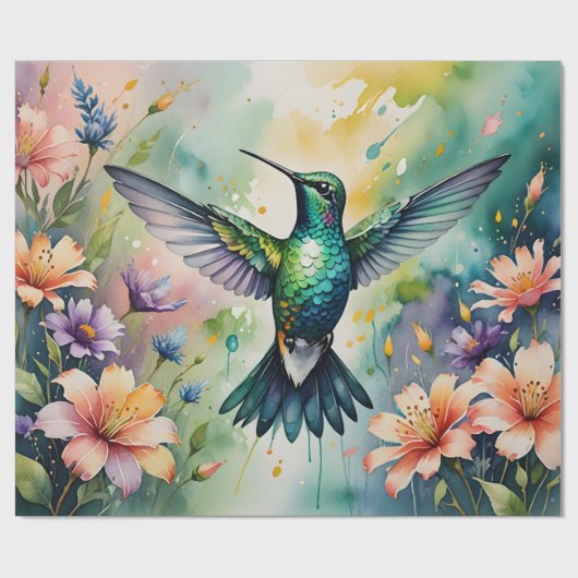buntes Kolibri-Geschenkpapier Geschenkpapier (Flach)