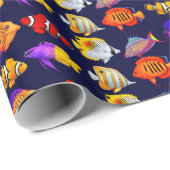 Buntes Korallenriff-Fisch-Packpapier Geschenkpapier (Rolleneckpunkt)