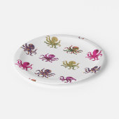 Buntes Krakenmuster Pappteller (Schrägansicht)