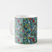 Buntes Kritzelmuster-Kaffeetasse | Süße Cartoon- Kaffeetasse (Vorderseite Links)