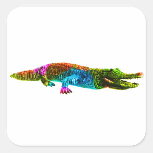 Buntes Krokodil Quadratischer Aufkleber