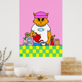 Buntes Küchen-Kaffeekatze Poster (Küche)