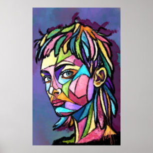 Buntes Kunstplakat Frau Poster